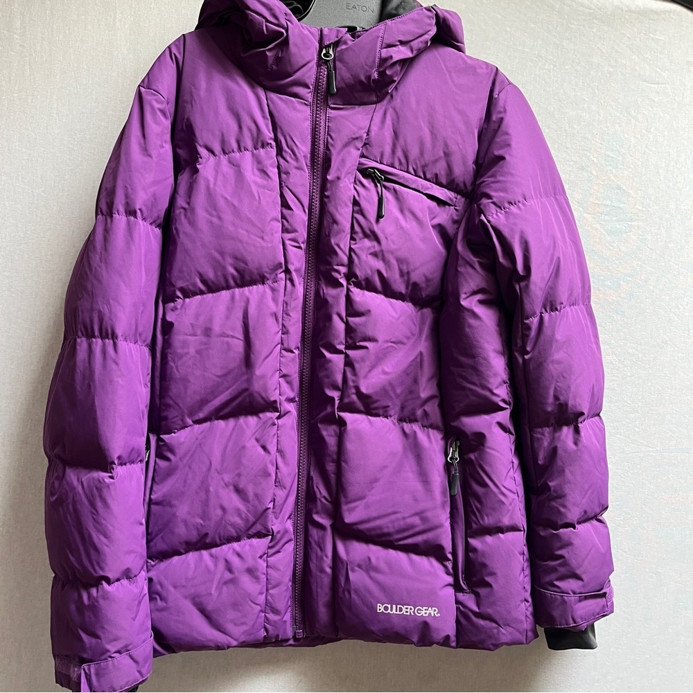 Boulder Gear Purple down filled puffy hooded jacket Sz XS